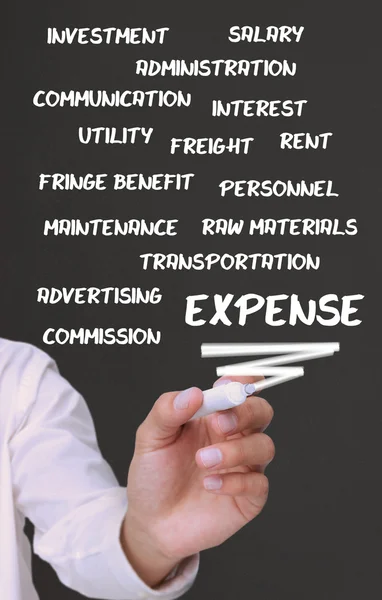 Smart businessman writing expense terms — Stock Photo, Image