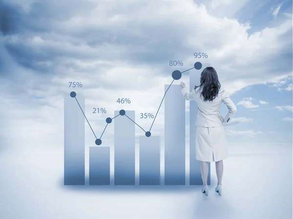 Affärskvinna Rita ett diagram — Stockfoto