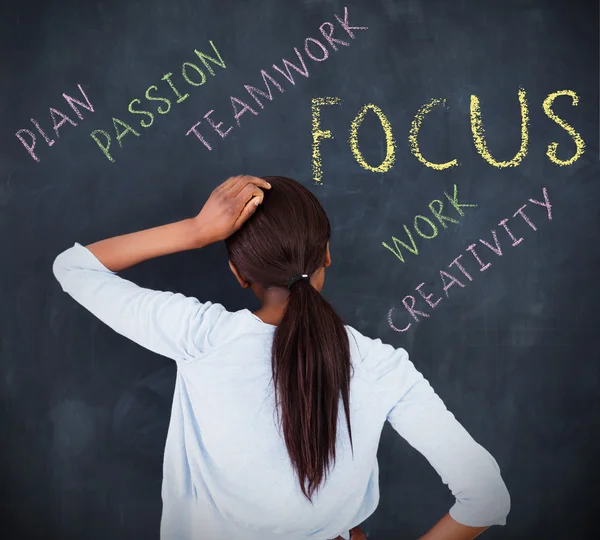 Vrouw met een brainstorm — Stockfoto