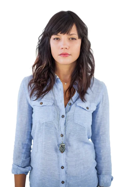 Portrait of a serious brunette — Stock Photo, Image