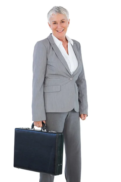 Mulher de negócios segurando pasta — Fotografia de Stock