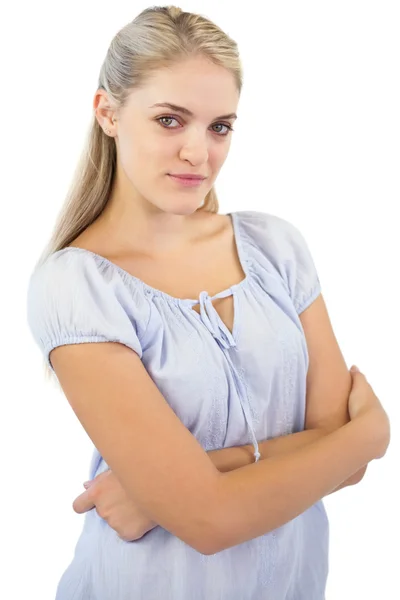 Blonde woman with crossed arms — Stock Photo, Image