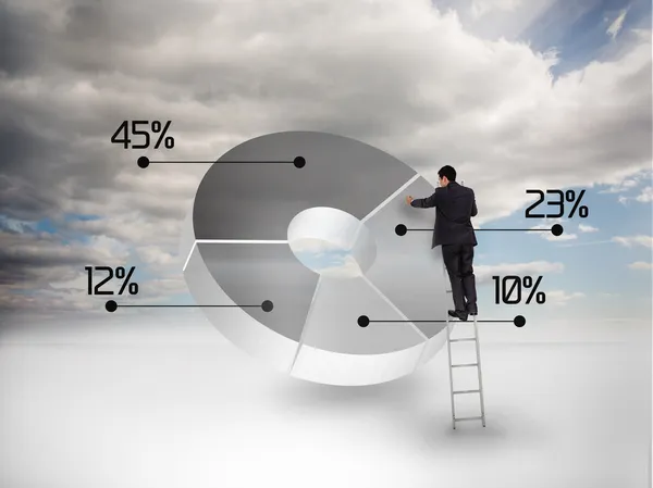 Empresario dibujando un gráfico circular — Foto de Stock