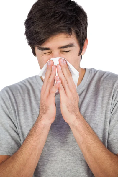 Man blowing his nose — Stock Photo, Image