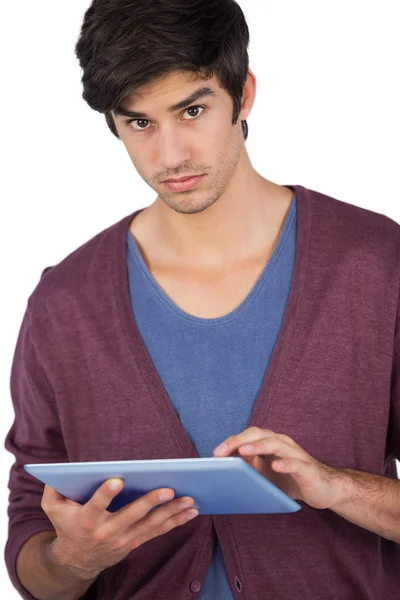 Serious man using tablet pc — Stock Photo, Image