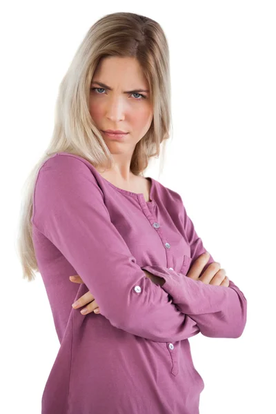 Mysterious woman with arms crossed — Stock Photo, Image