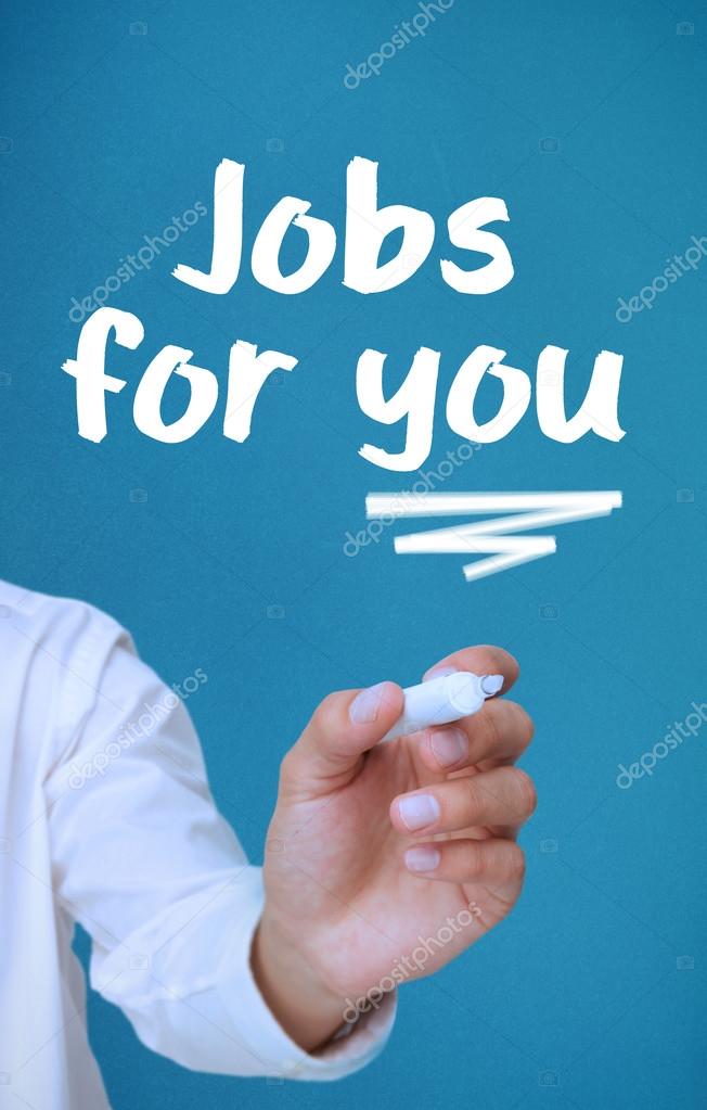 Businessman writing with a marker jobs for you Stock Photo by