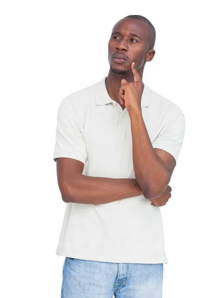 Thoughtful man with hand on chin — Stock Photo, Image