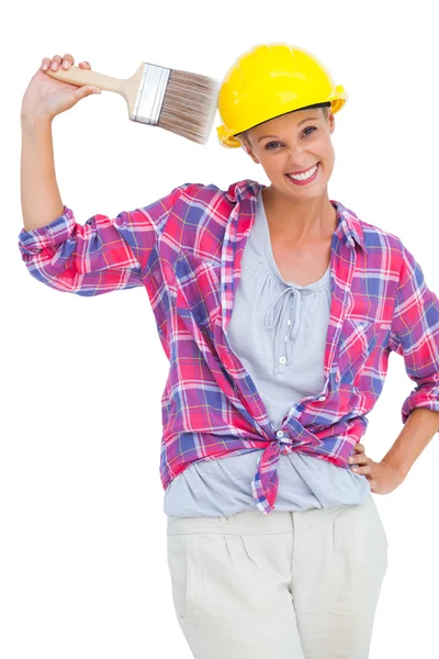 Happy handy woman looking at camera — Stock Photo, Image