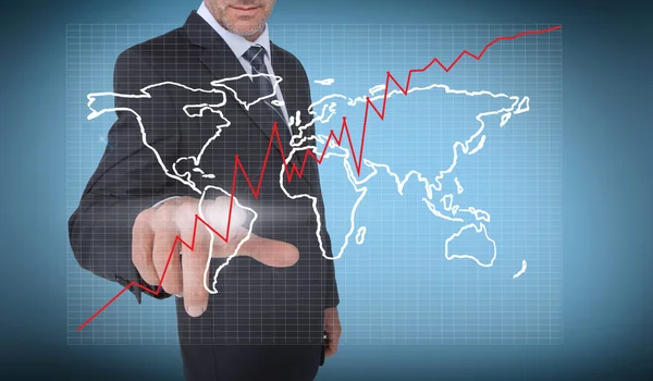 Businessman selecting a world map — Stock Photo, Image