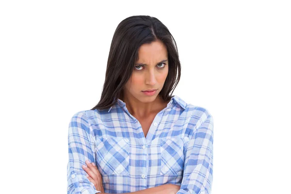 Furious brunette looking at camera — Stock Photo, Image