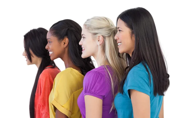 Diverse young women looking in the same direction — Stock Photo, Image