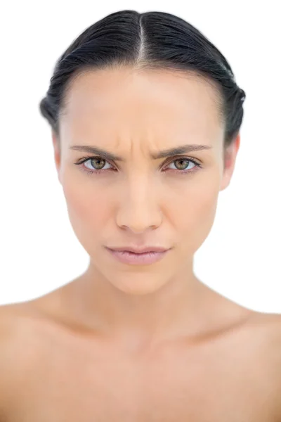 Frowning brunette posing in close up — Stock Photo, Image