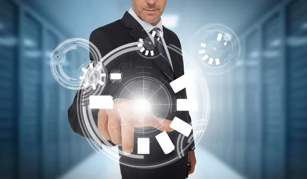 Businessman using circle interface — Stock Photo, Image