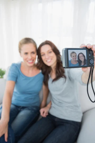 Cheerful friends taking pictures of themselves — Stock Photo, Image