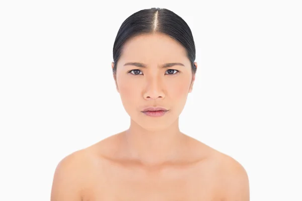 Frowning natural model posing — Stock Photo, Image