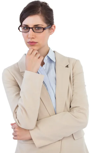 Рівень очолив бізнес-леді в окулярах — стокове фото