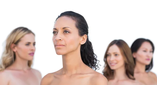 Peaceful nude models posing looking away — Stock Photo, Image
