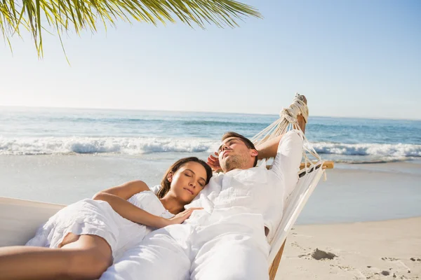 Calm couple napping in a hammock — Stock Photo, Image