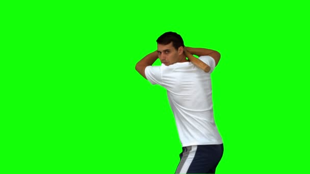 Hombre jugando béisbol en pantalla verde — Vídeos de Stock