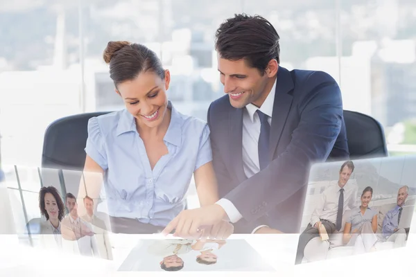 Business people working together using digital interface — Stock Photo, Image
