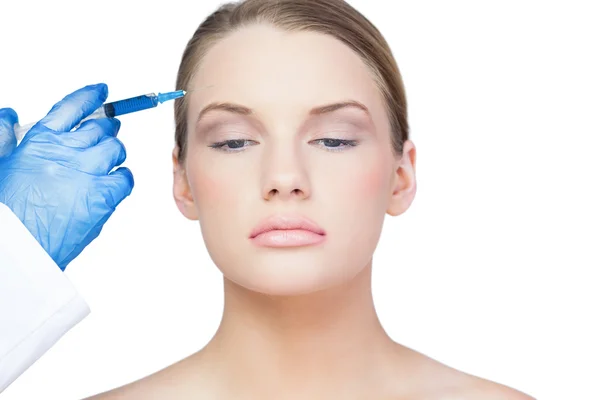 Peaceful young model having botox injection — Stock Photo, Image