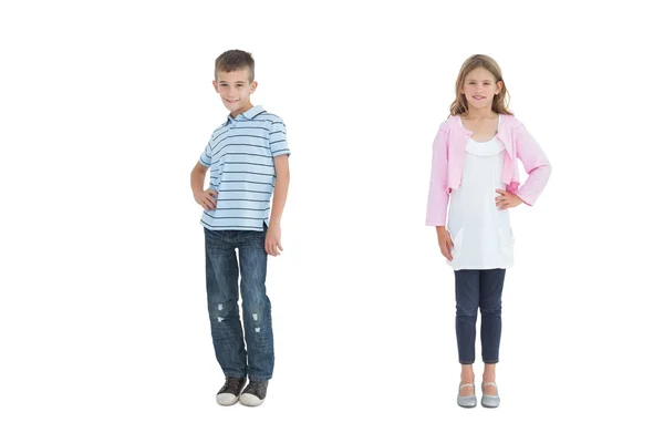 Cheerful young brother and sister posing — Stock Photo, Image