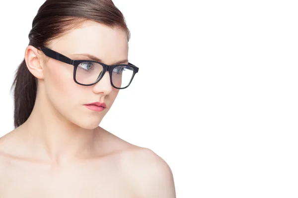 Relaxed natural model wearing classy glasses — Stock Photo, Image