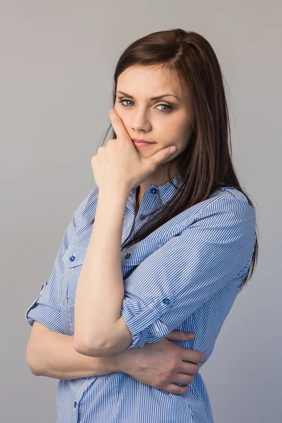 Pensive pretty brunette posing — Stock Photo, Image