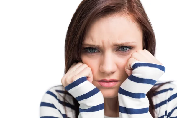 Worried young brunette posing — Stock Photo, Image