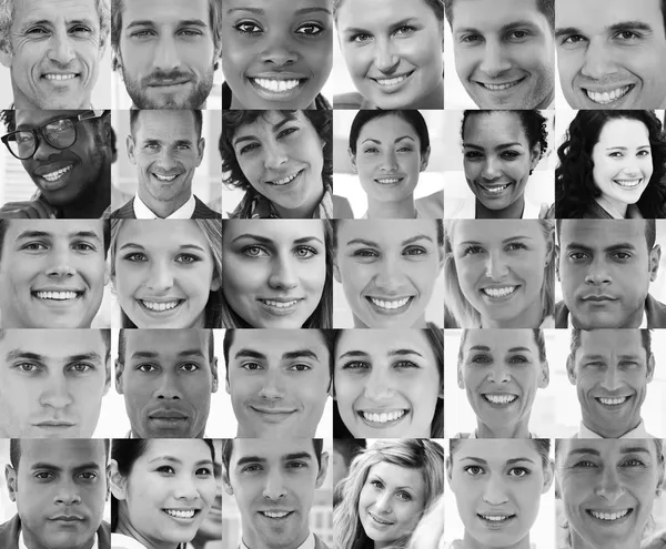 Fotos de perfil de tiro na cabeça de candidatos sorridentes — Fotografia de Stock