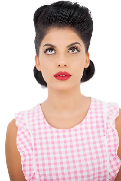 Gorgeous black hair model looking up — Stock Photo, Image