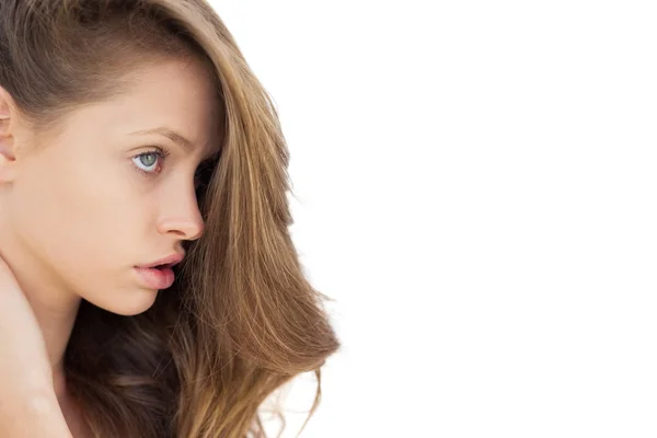 Profile view of a serious brunette looking away — Stock Photo, Image