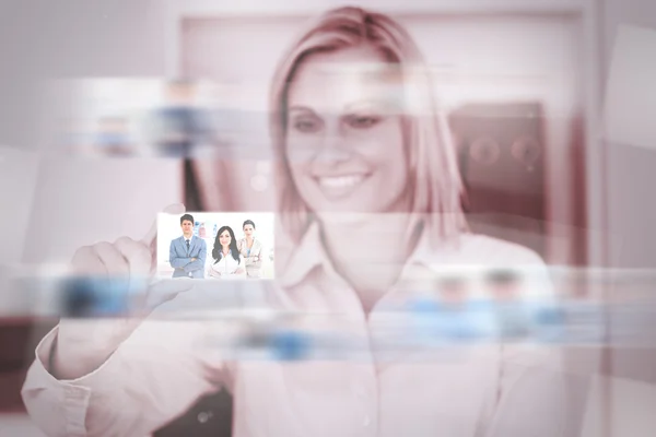 Content attractive woman catching a picture — Stock Photo, Image