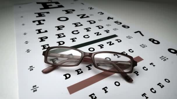 Черные очки попадают на проверку зрения — стоковое видео