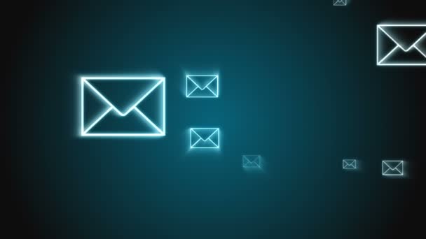 Animación digital de sobres de correo electrónico flotando por todas partes — Vídeos de Stock