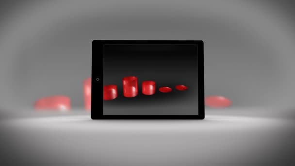 Tablet mit unterschiedlichen Statistiken — Stockvideo