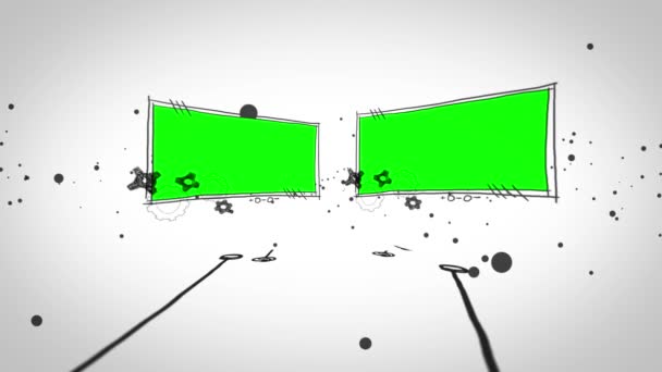 Mehrere grüne Bildschirme aufgetaucht — Stockvideo