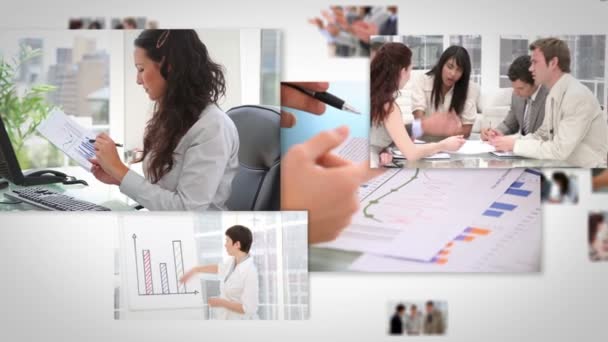 Voando clipes curtos sobre pessoas de negócios no trabalho — Vídeo de Stock
