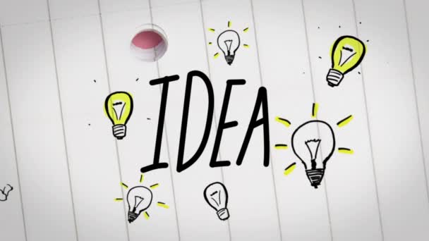 Animación coloreada del plan de negocio dibujado en el bloc de notas — Vídeo de stock
