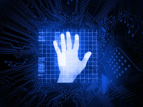 Digitalt genererade palm på handscanner — Stockfoto