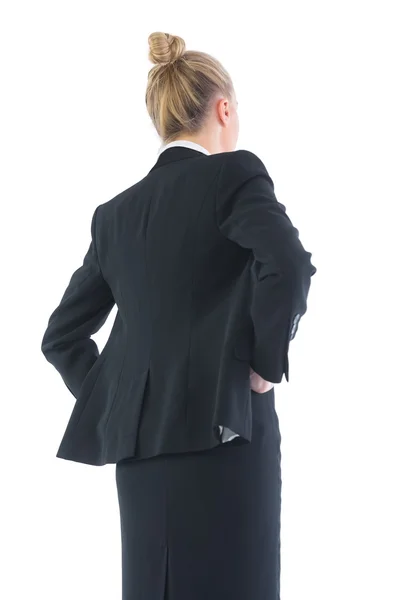 Rear view of young business woman posing — Stock Photo, Image