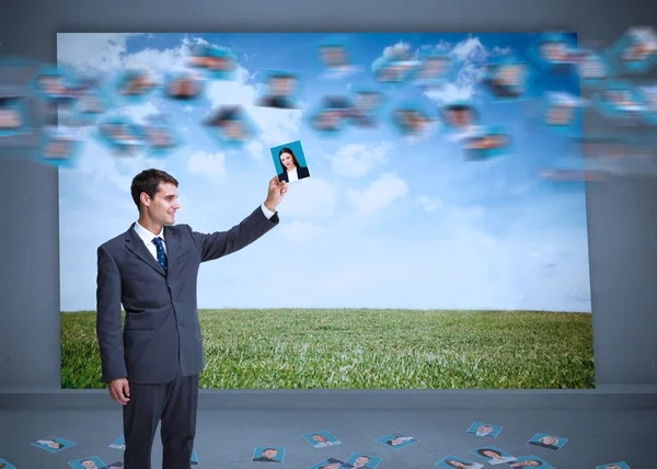 Alegre hombre de negocios captura de imagen de perfil — Foto de Stock