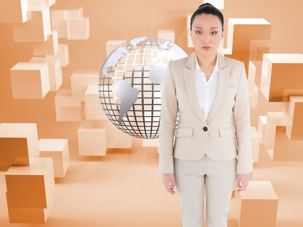 ニコリともしないアジア女性実業家の合成画像 — ストック写真