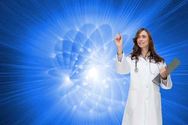 Composite image of smiling doctor pointing — Stock Photo, Image