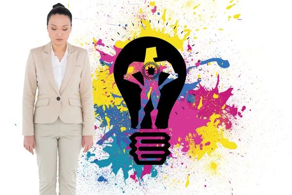 Composite image of unsmiling asian businesswoman — Stock Photo, Image