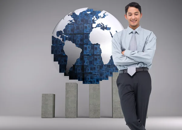 Imagem composta de sorridente asiático empresário — Fotografia de Stock