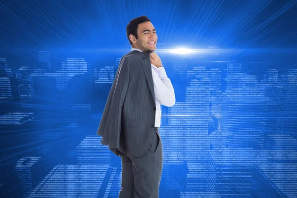 Imagem composta de homem de negócios sorridente de pé — Fotografia de Stock