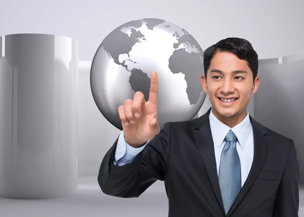Immagine composita di un uomo d'affari asiatico sorridente che indica — Foto Stock