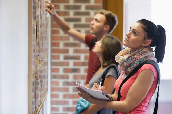 Students looking at notice board — Stock Photo, Image